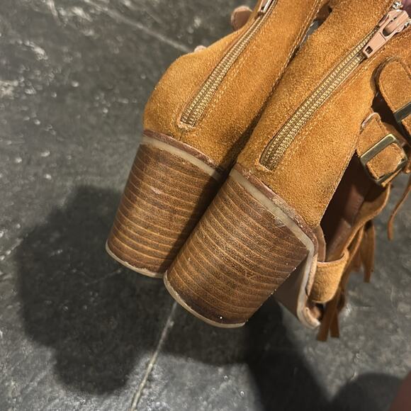 Jeffrey Campbell Western Revival Fringe Dodge Suede Stacked Heel Sandals 6.5 - Picture 11 of 11